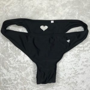 Black bikini bottom with heart cut out